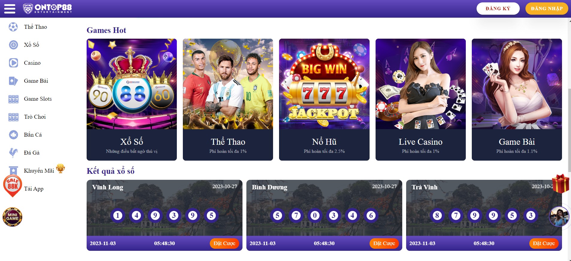 ontop88 cung cấp những trò chơi gì?